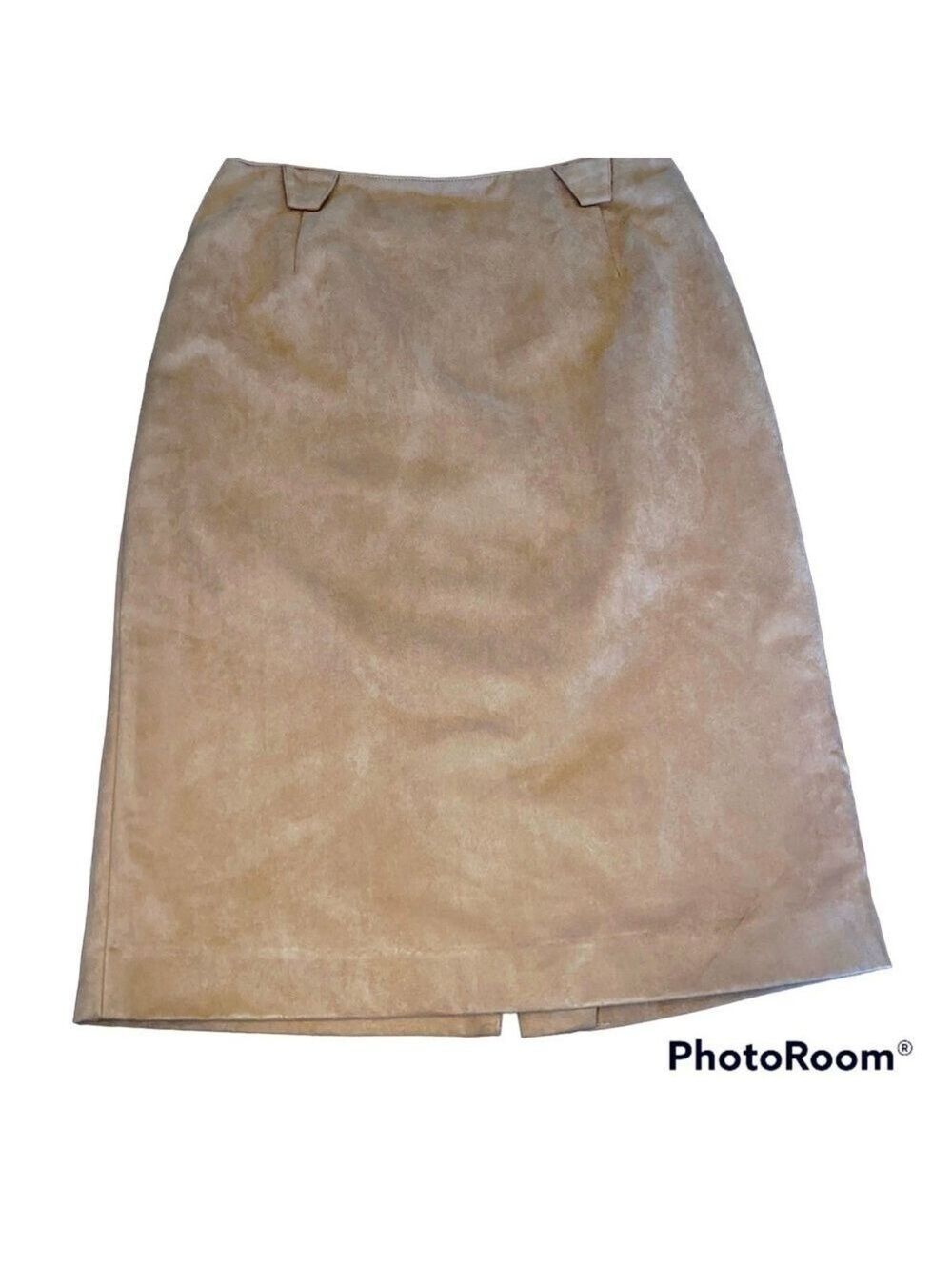 Via Condotti Faux Suede Tan Knee Length Pencil Skirt Women’s Size 8